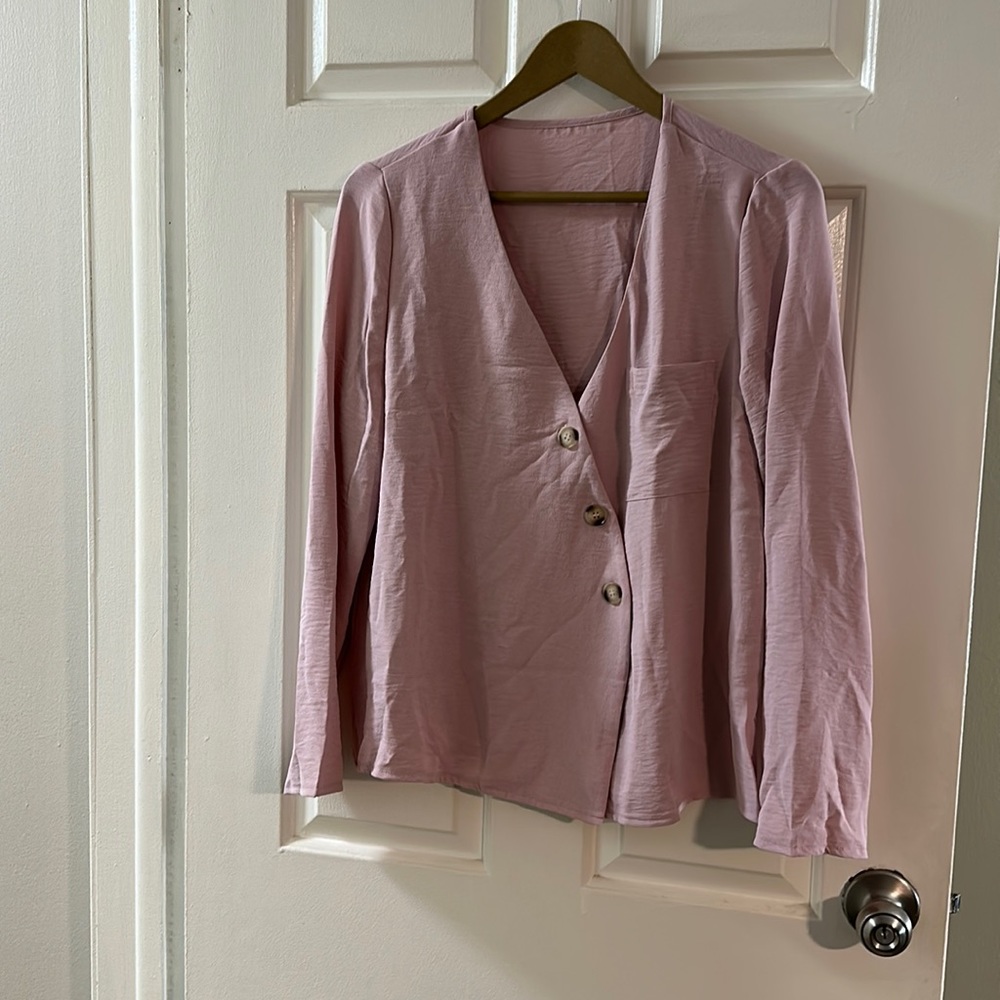 Asymmetrical long sleeve blouse
